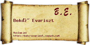 Bekő Evariszt névjegykártya